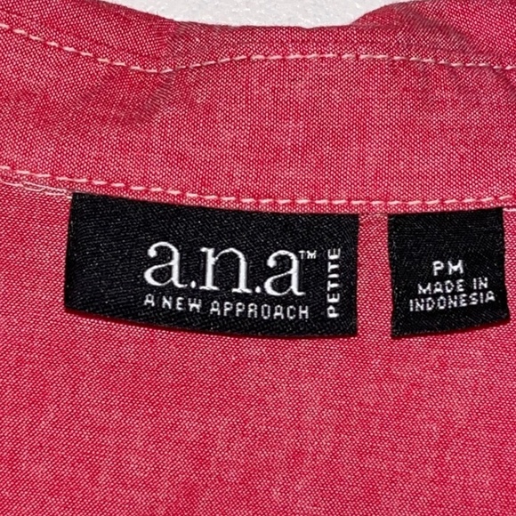 A.N.A A New Approach Pink Button Front Shirt PM Petite Cotton - Picture 4 of 8